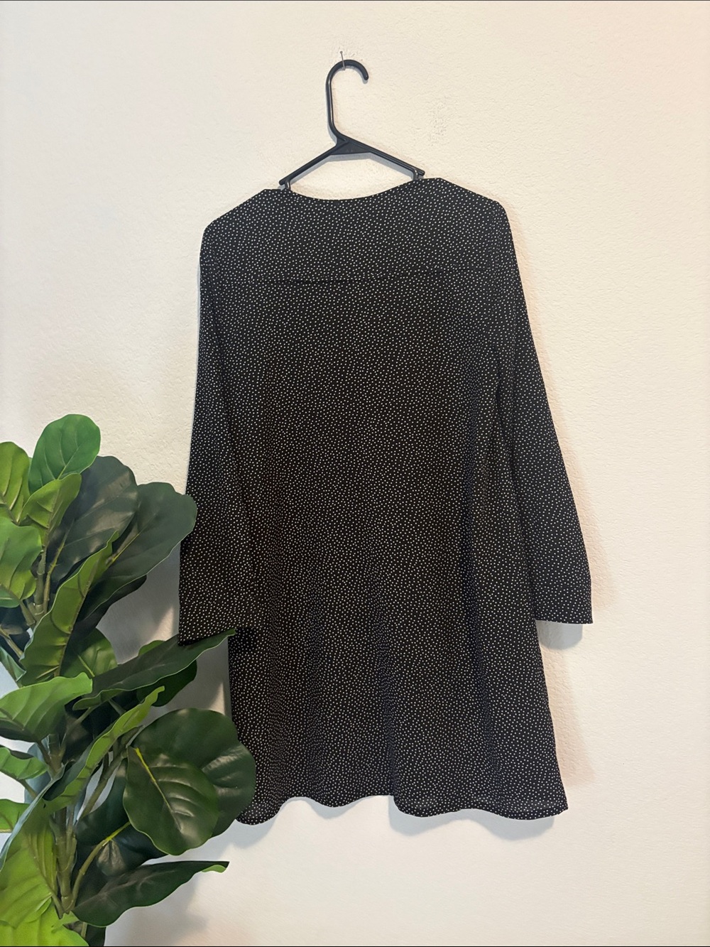 J. Crew Black Long-Sleeve Button-Front Polka Dot Tunic Dress - Picture 5 of 5
